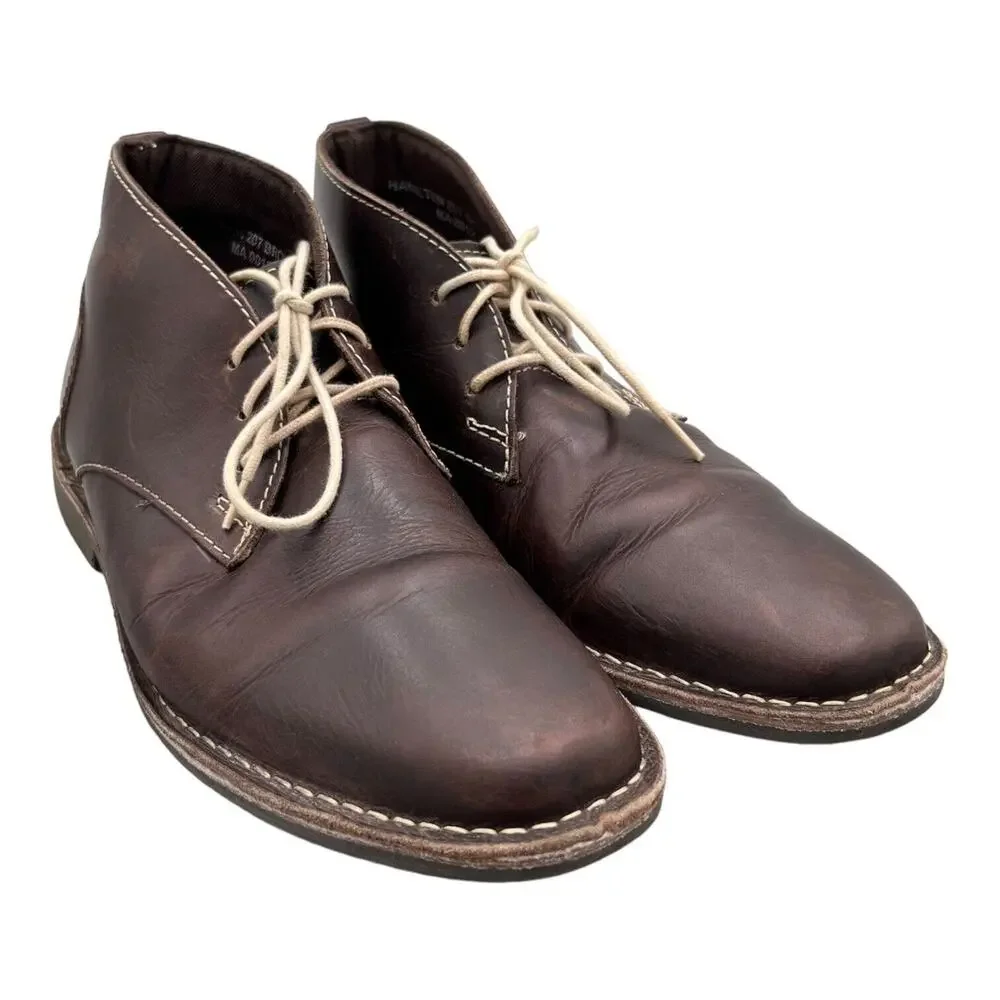 Steve Madden Mens Hamilten Lace Up Brown Leather Boots Shoes Sz 8.5 EUC